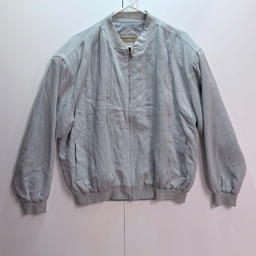 Scandia Woods Vintage Silk Pleated Bomber Jacket Size Large